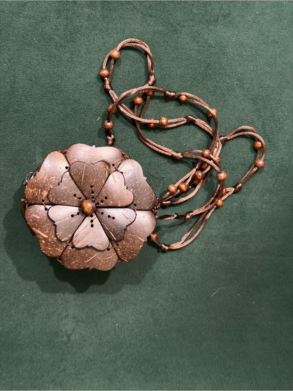 Handcrafted coconut Brown Flower bag
